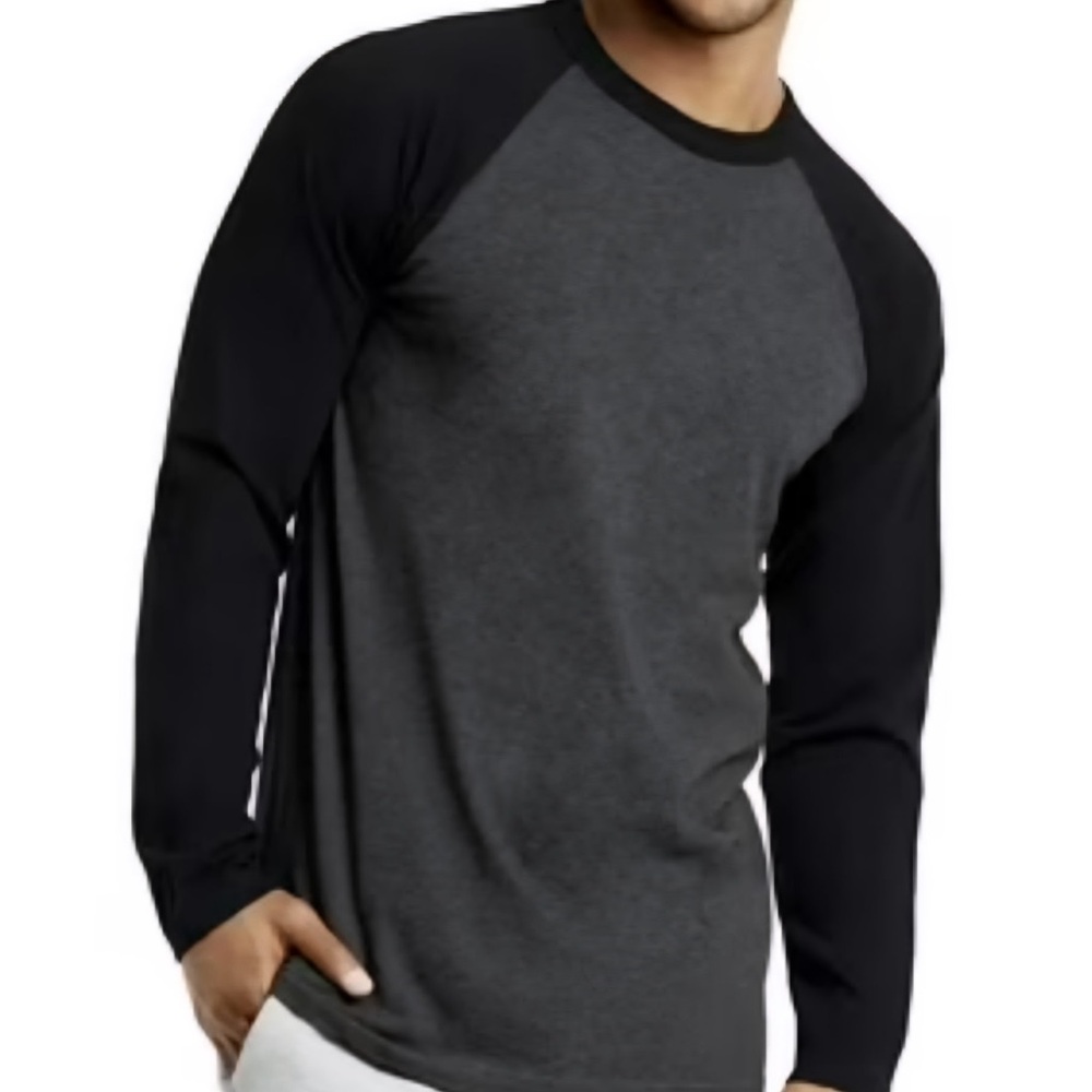 Old Navy Men's Black and Gray Long Sleeve Raglan Shirt